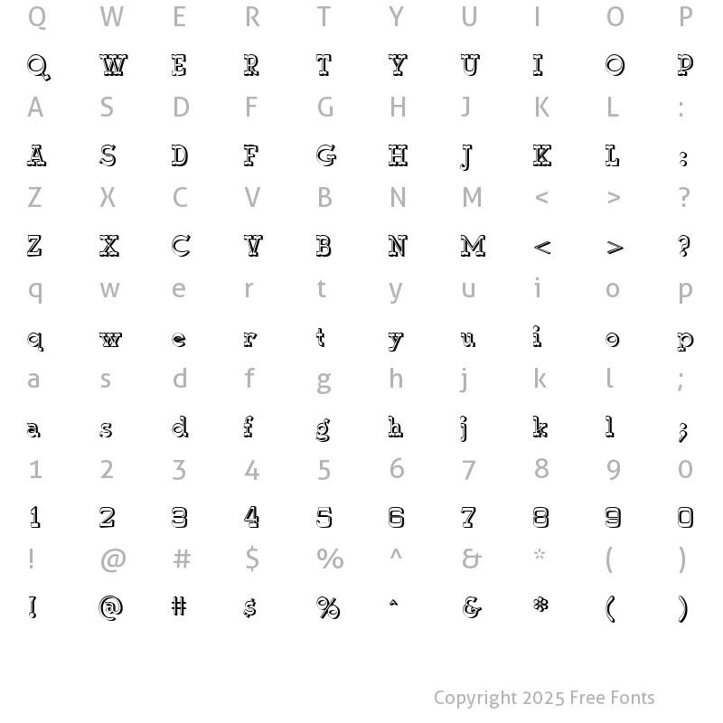 Character Map of WyomingMacroniShadRight Regular