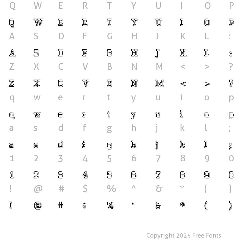 Character Map of WyomingPastadShadLeft Regular