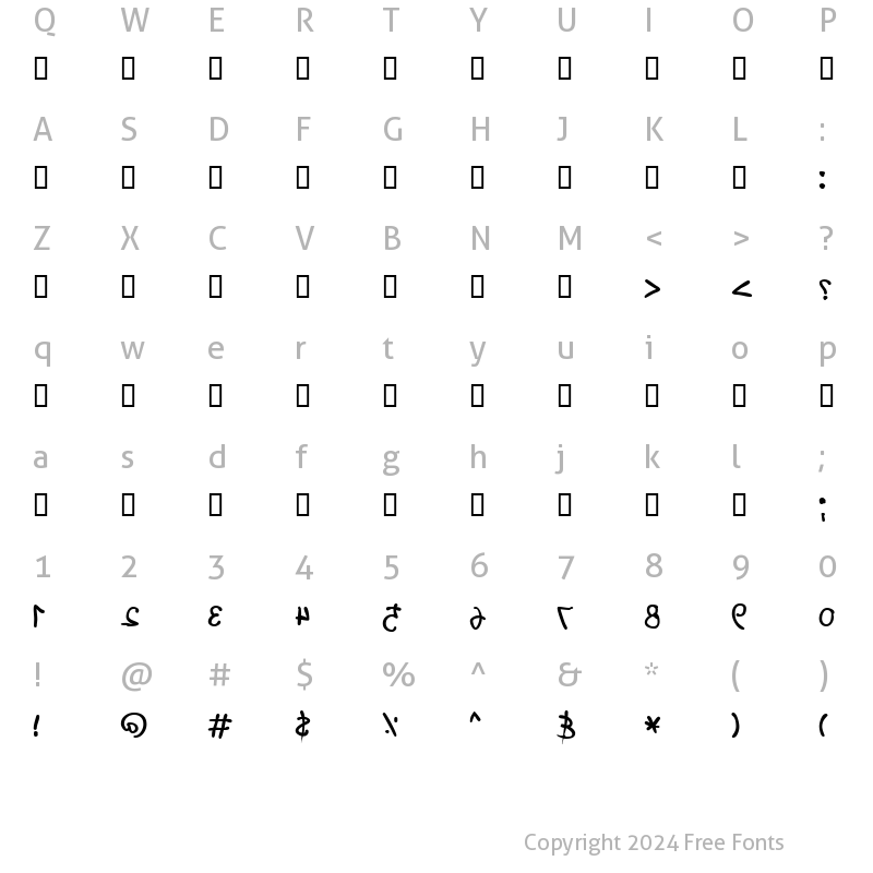 Character Map of X_Ashem Regular