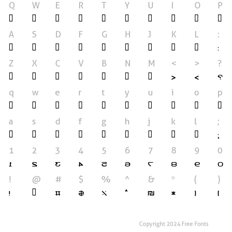 Character Map of X_Gagua Regular