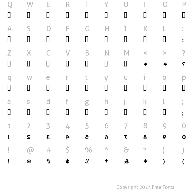 Character Map of X_Touring Bold