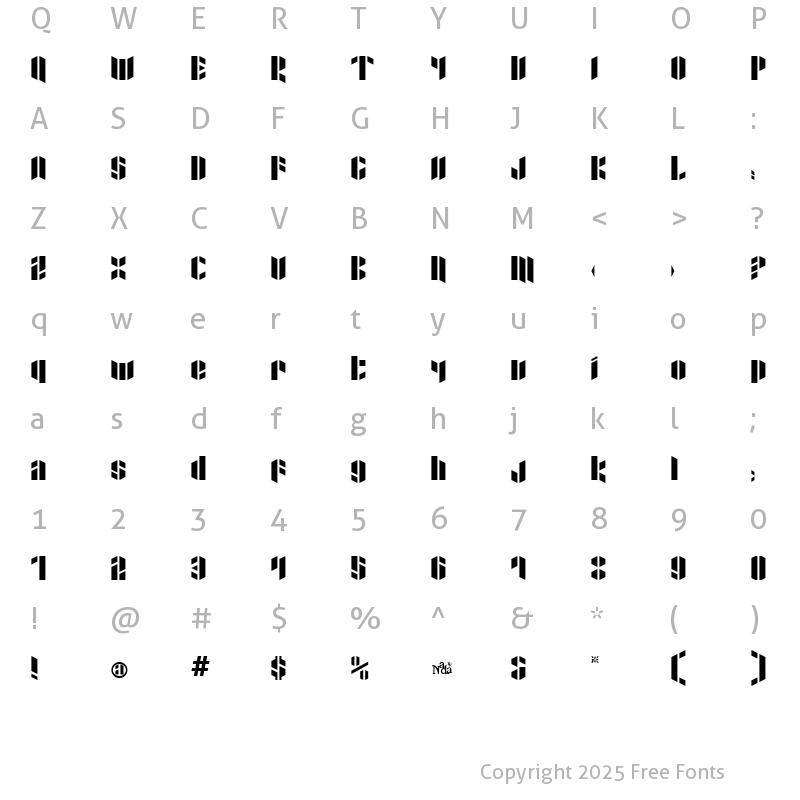 Character Map of Xacto Blade Regular