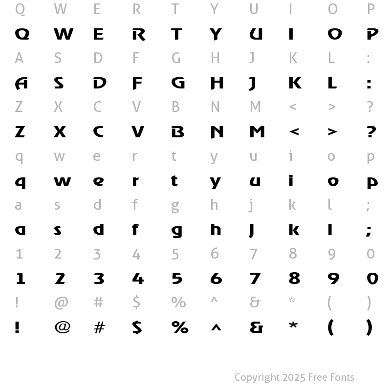 Character Map of XanadauExtended Regular