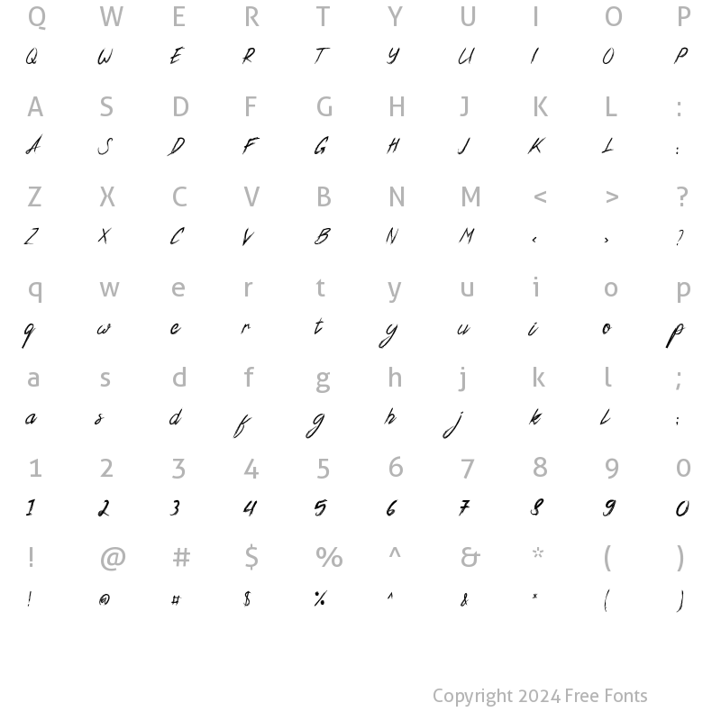 Character Map of Xander Bruce Regular