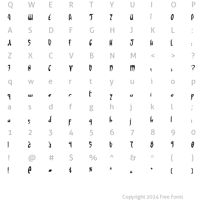 Character Map of Xaphan Bold Bold