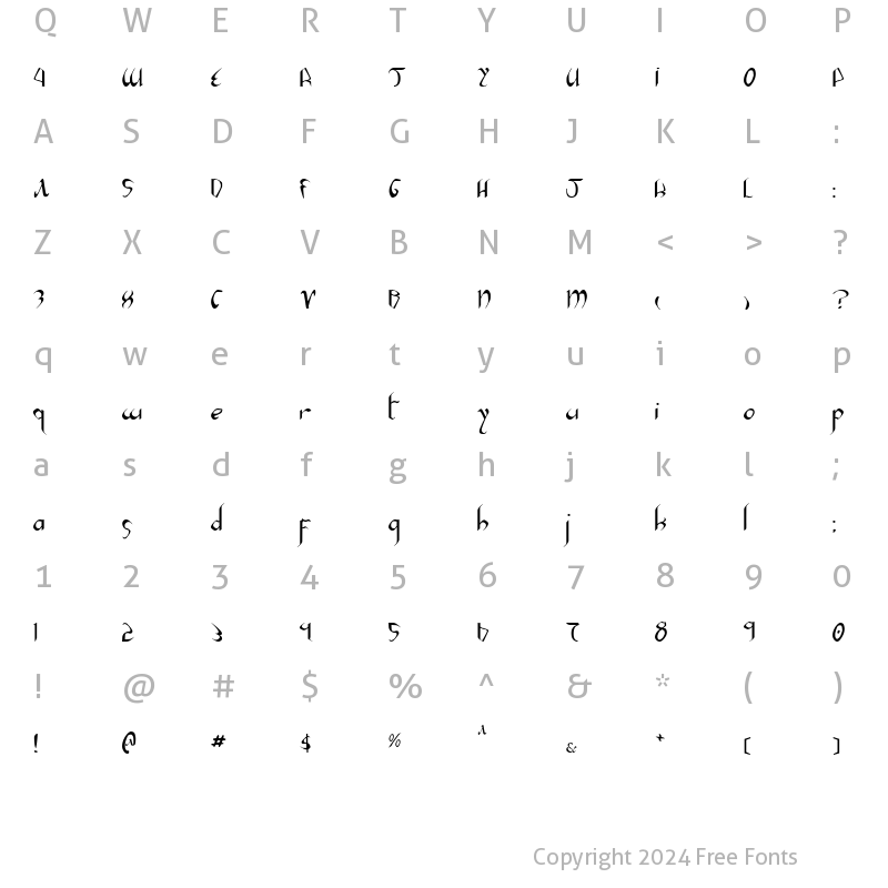 Character Map of Xaphan II Regular