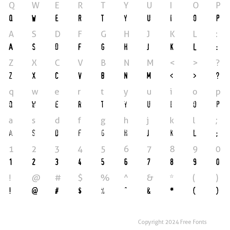 Character Map of XBAND Rough Regular