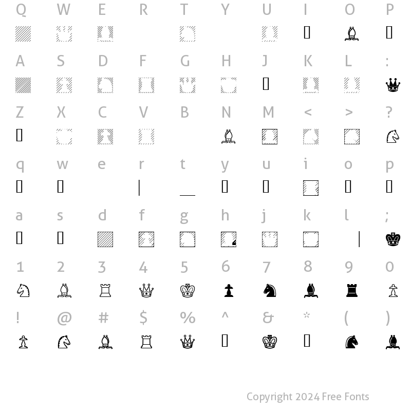 Character Map of XBobsStandardChess Regular