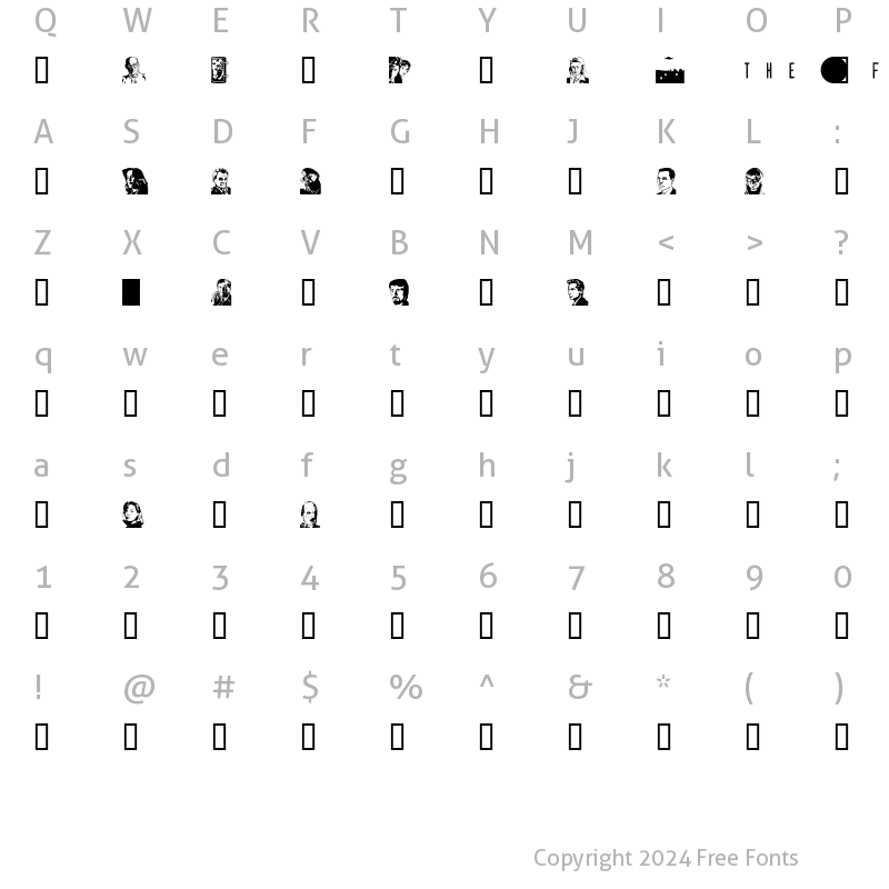 Character Map of Xcast Regular