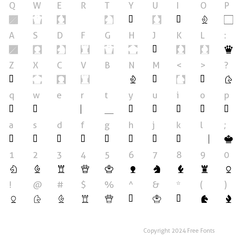 Character Map of XChessNutTwo Regular