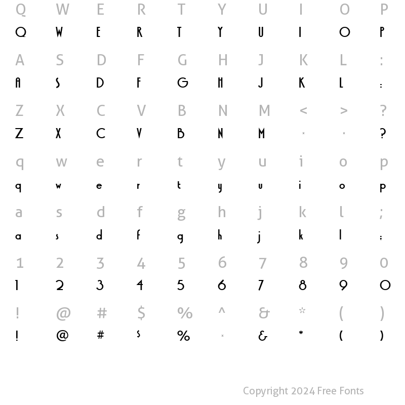 Character Map of XctasySansRR Bold Regular