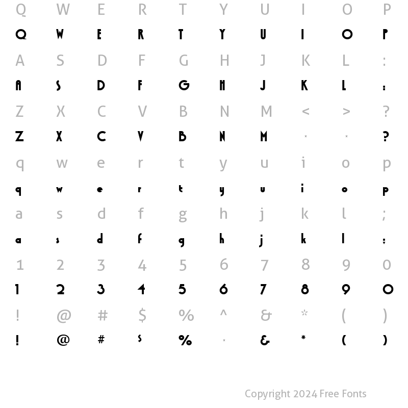 Character Map of XctasySansRR ExtraBold Regular