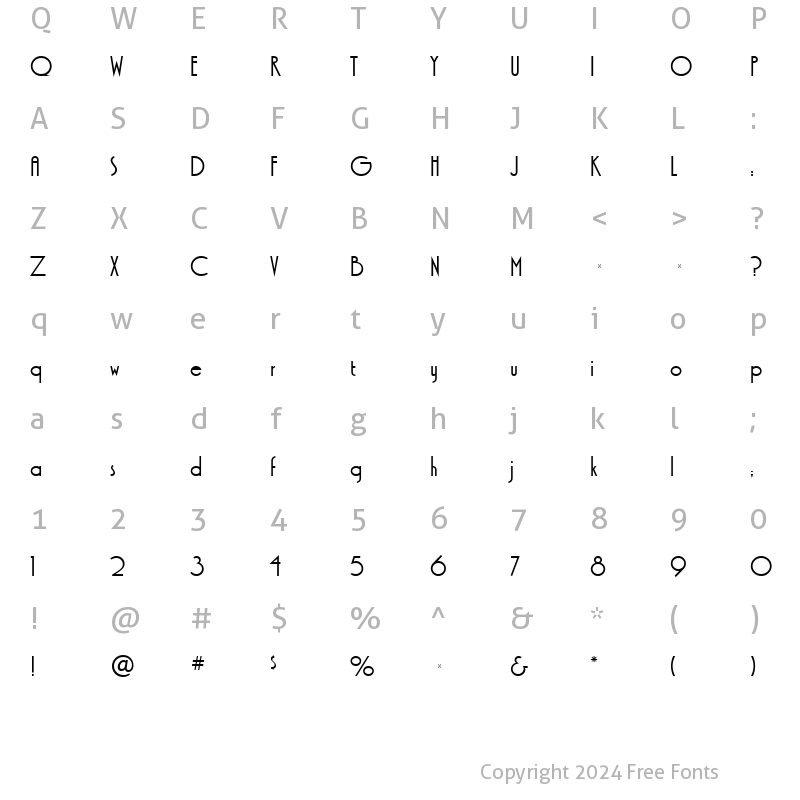 Character Map of XctasySansRR Medium Regular