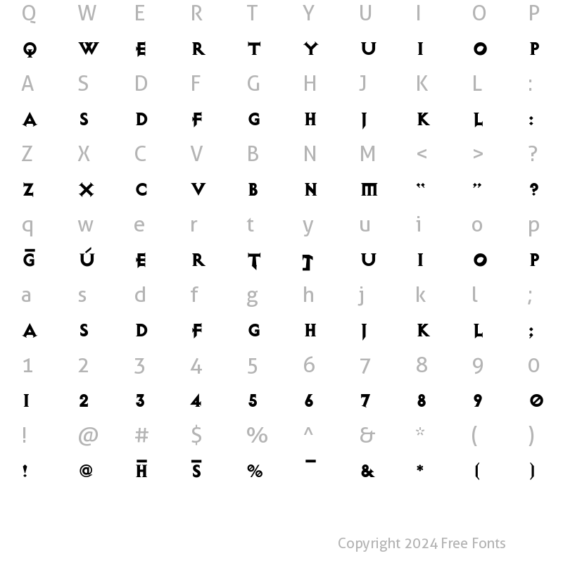 Character Map of Xdajfl Heavy