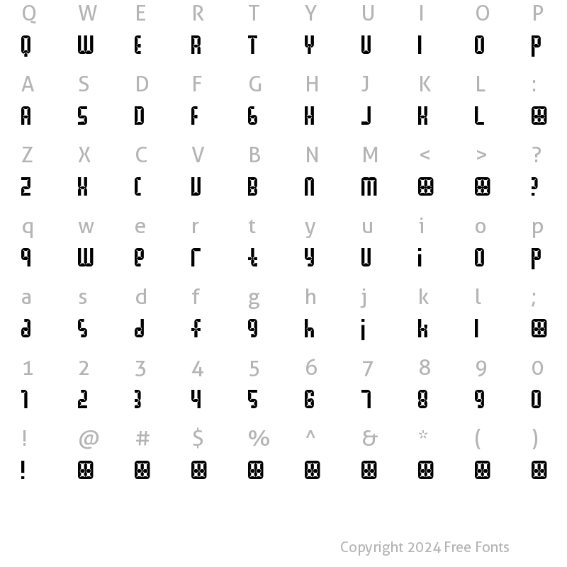 Character Map of Xefus Regular