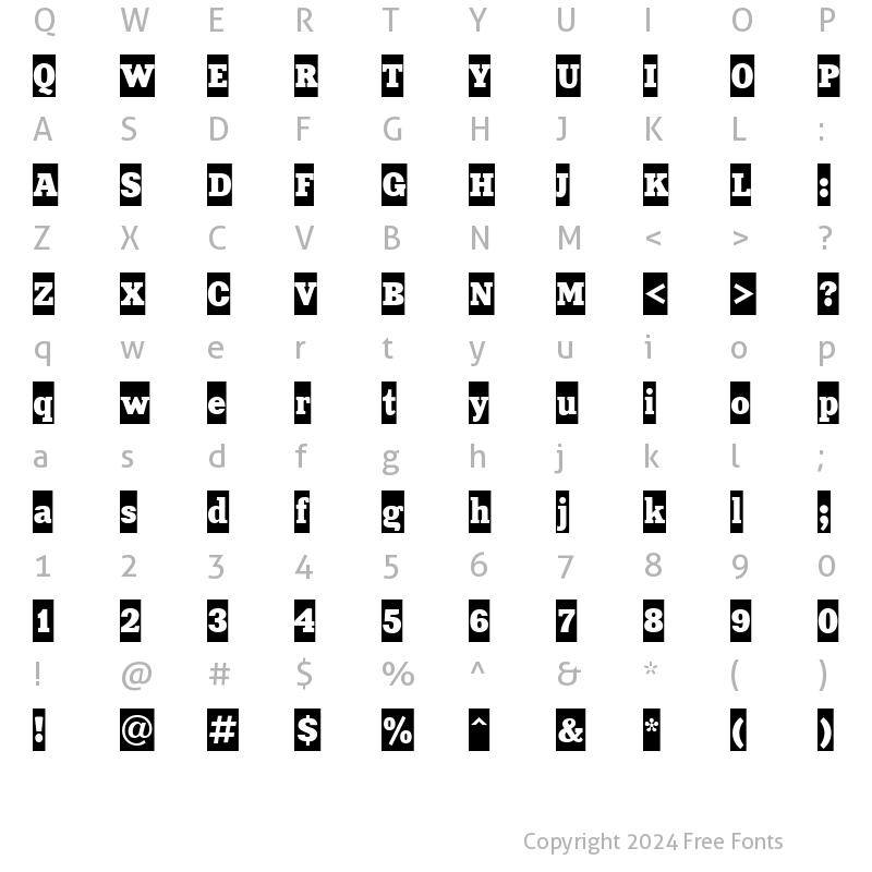 Character Map of XeniaCameoCTT Regular