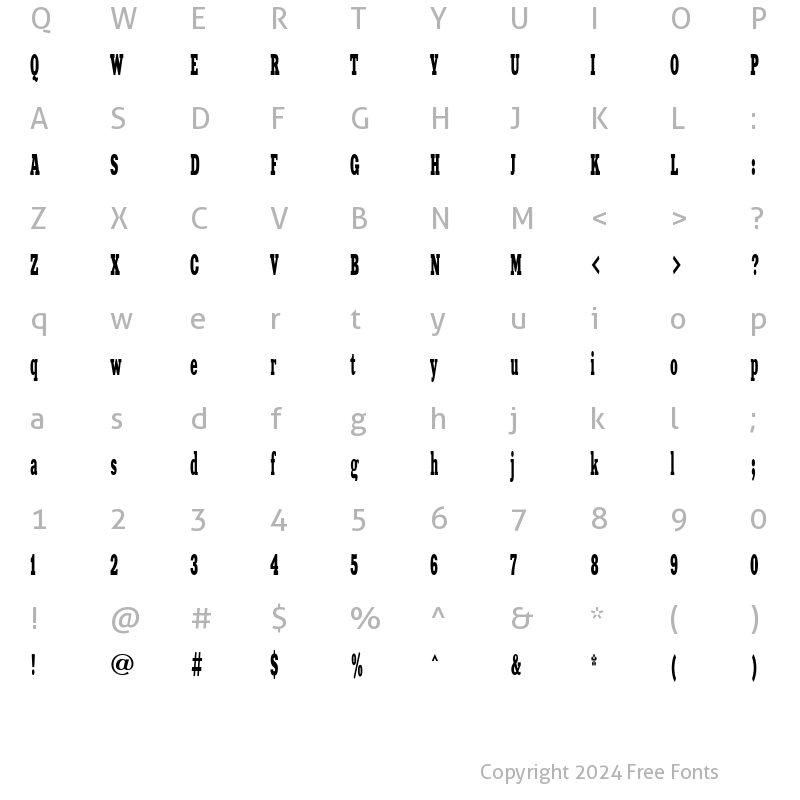 Character Map of XeniaWesternC Regular