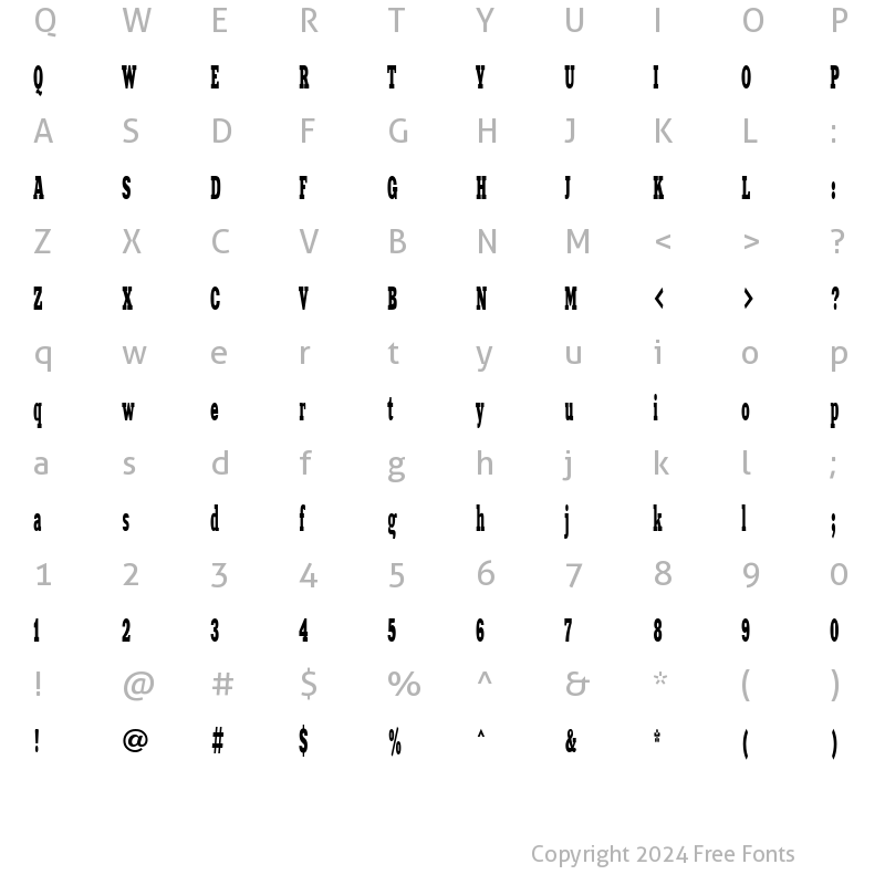 Character Map of XeniaWesternCTT Regular