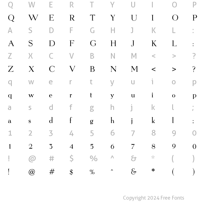 Character Map of XenonMedium Regular