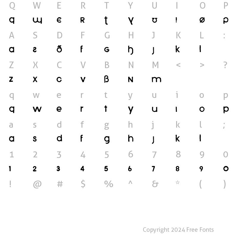 Character Map of Xenophone Regular