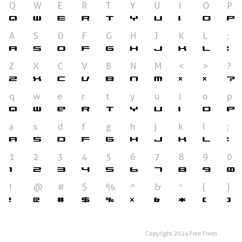 Character Map of Xenotron Broadstroke Normal