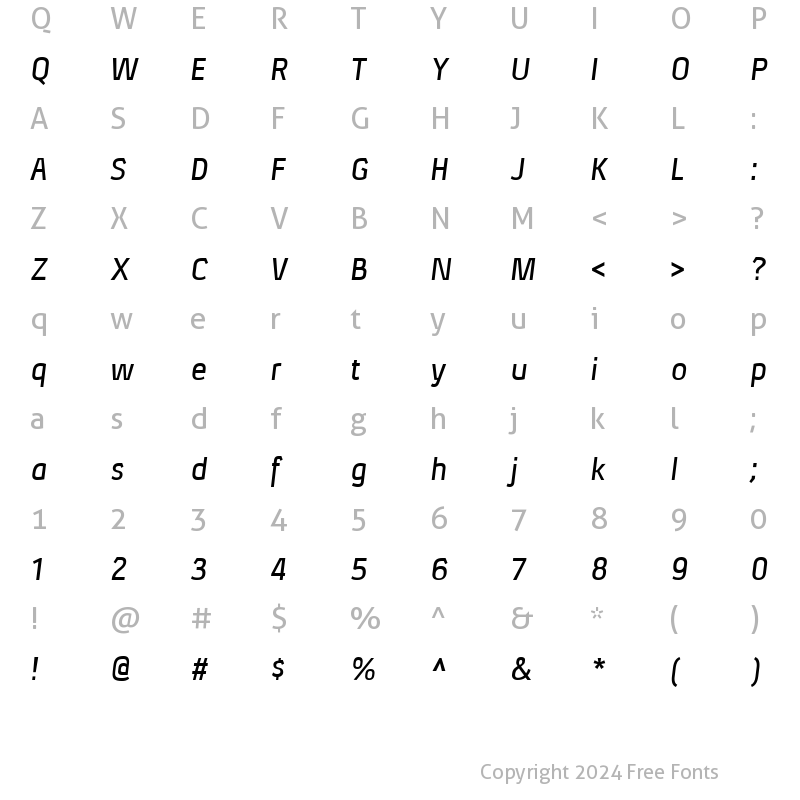 Character Map of Xenu Semibold Italic