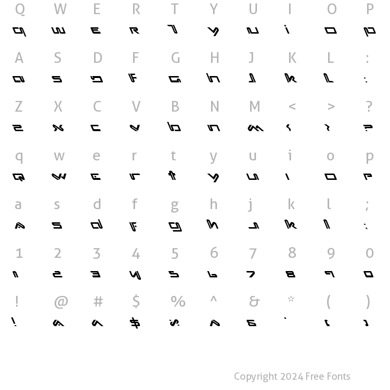 Character Map of Xephyr Leftalic Leftalic