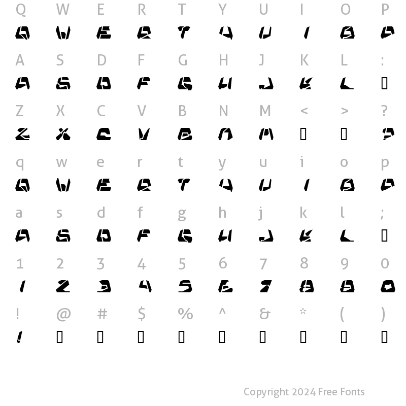 Character Map of Xepos Regular