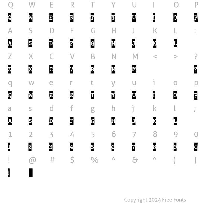 Character Map of Xerography Regular