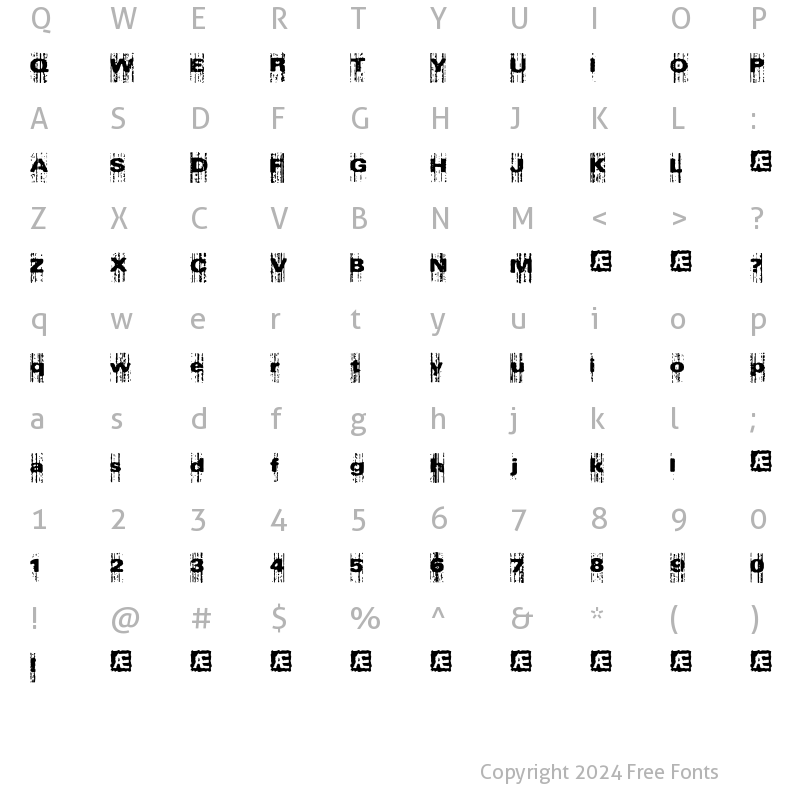 Character Map of Xerox Malfunction BRK Regular