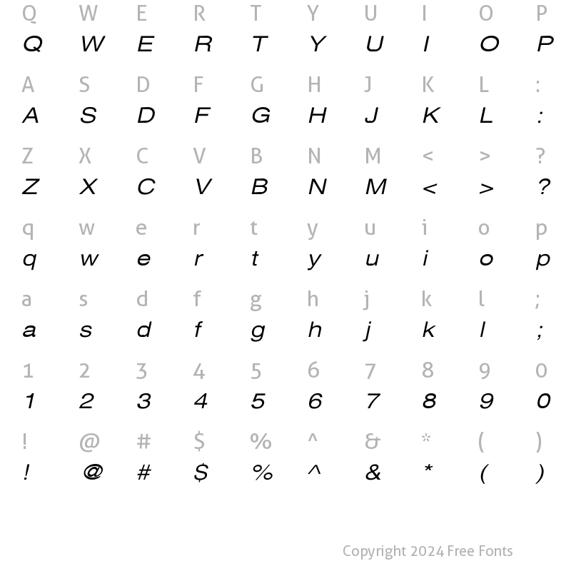 Character Map of Xerox Sans Serif Wide Oblique