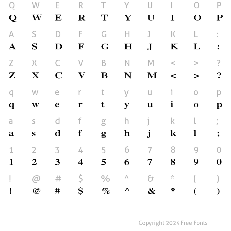 Character Map of Xerox Serif Wide Bold