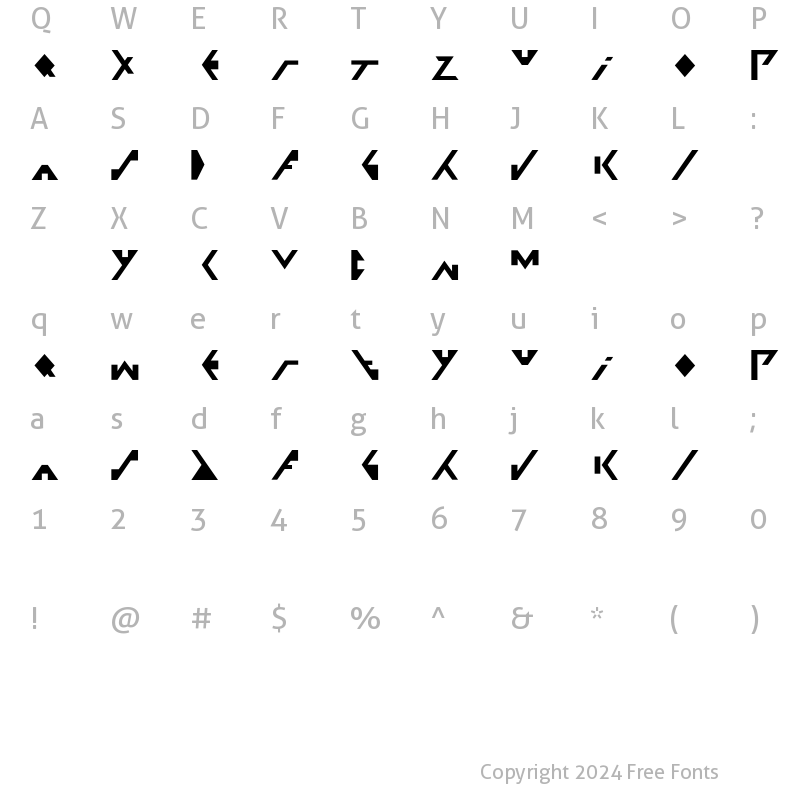 Character Map of Xfus Regular