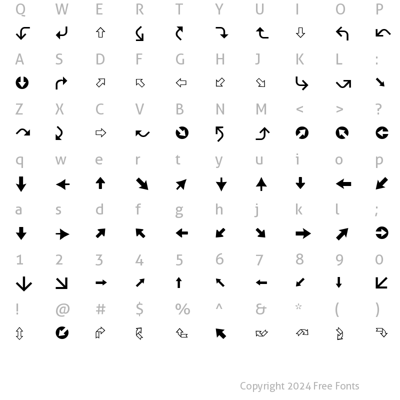 Character Map of XIngyArrowsBetween Regular