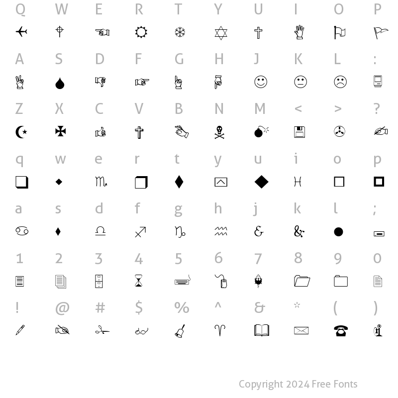 Character Map of XIngyDings Regular