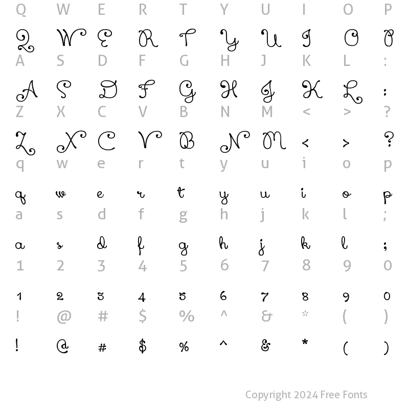 Character Map of Xiomara Regular