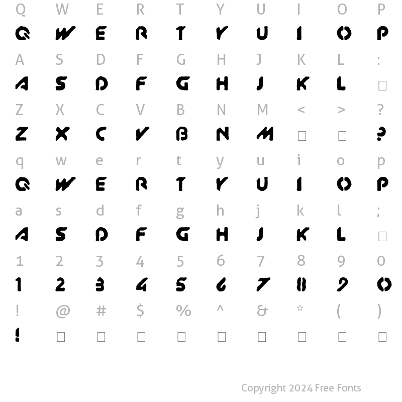 Character Map of XitRAM! Normal