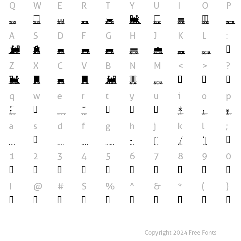 Character Map of XLaserTrain Plain