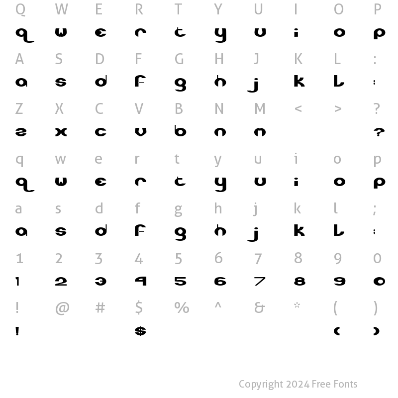 Character Map of XLR8 Regular