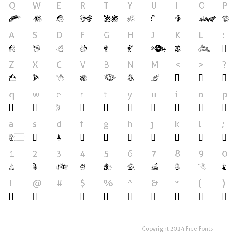 Character Map of Xmas Clipart Regular