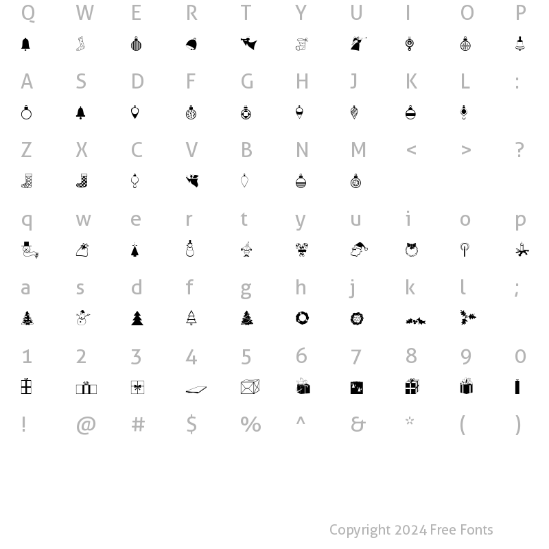 Character Map of XmasDings Normal