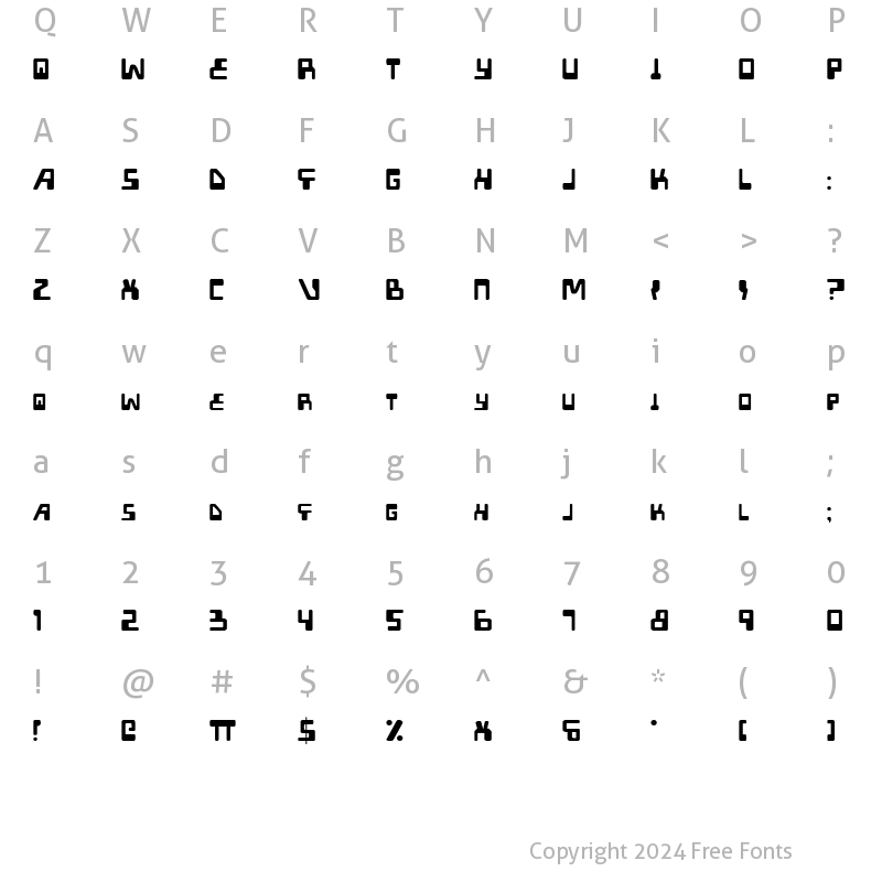 Character Map of XPED Regular