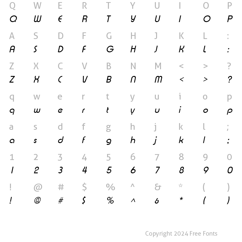 Character Map of Xpress SF Italic