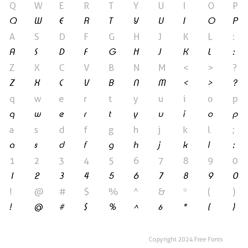 Character Map of Xpressive Italic