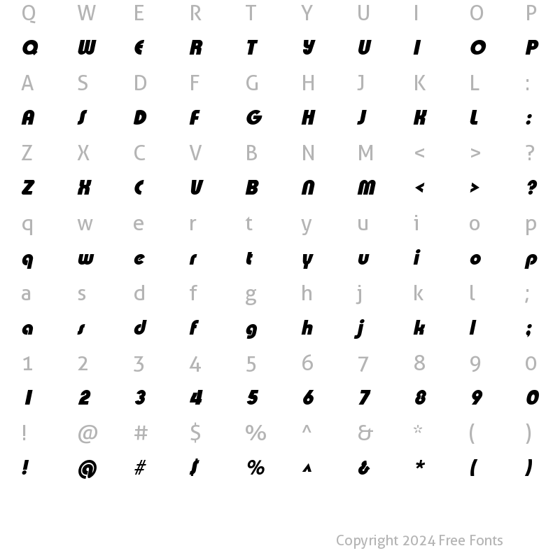 Character Map of XpressiveBlack Italic