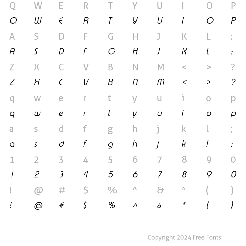 Character Map of XpressiveLight Italic