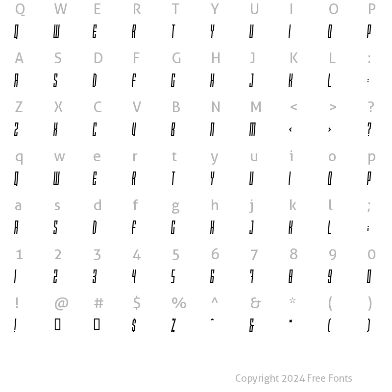 Character Map of Xray Ted skew Regular