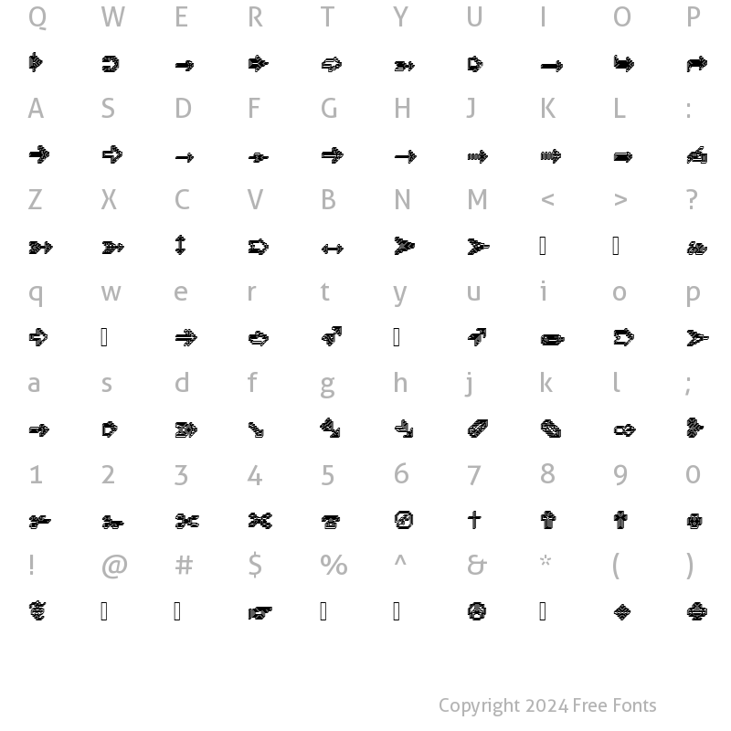 Character Map of XRough14 Becker Regular