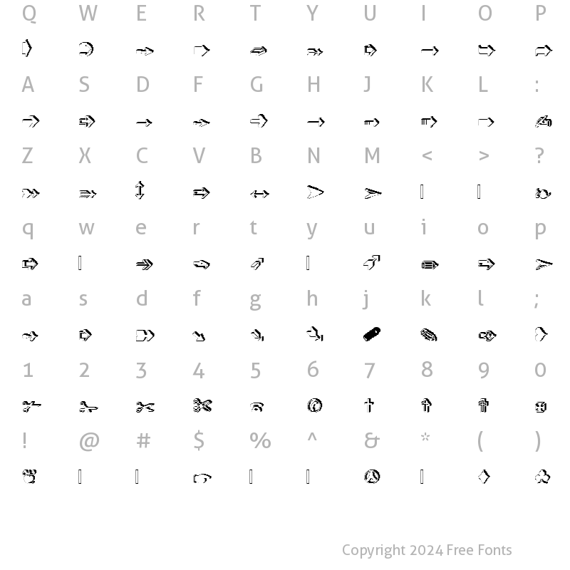 Character Map of XRough16 Becker Regular