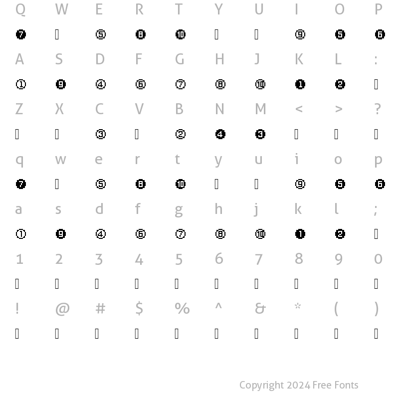 Character Map of XRough21 Becker Regular